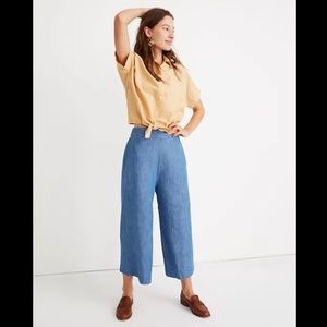 Madewell Chambray Huston Pull On Crop Pants size Small